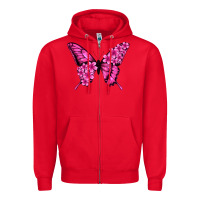 Red Floral pink butterfly Zipper Hoodie - NancyCooperArtShop