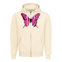 Sandshell Floral pink butterfly Zipper Hoodie - NancyCooperArtShop