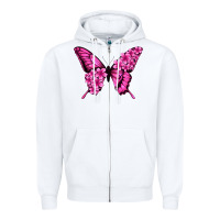 White Floral pink butterfly Zipper Hoodie - NancyCooperArtShop
