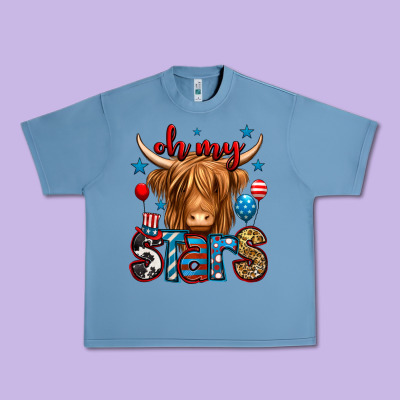 Oh My Stars 4th Of July Shaggy Cow Urban Heavy Tee Designed By Jasminsmagicworld