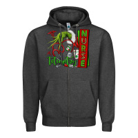Charcoal Heather grinch hand telemetry nurse Zipper Hoodie - NancyCooperArtShop