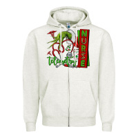 Oatmeal Heather grinch hand telemetry nurse Zipper Hoodie - NancyCooperArtShop