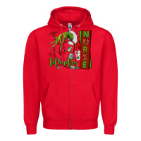 Red grinch hand telemetry nurse Zipper Hoodie - NancyCooperArtShop