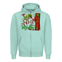Seafoam grinch hand telemetry nurse Zipper Hoodie - NancyCooperArtShop