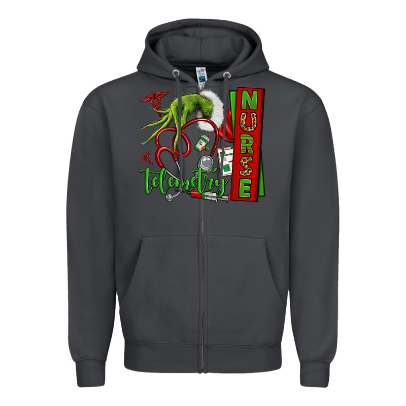 Grinch Hand Telemetry Nurse Zipper Hoodie by NancyCooperArtShop | Teevron