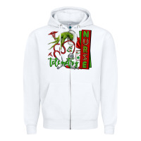 White grinch hand telemetry nurse Zipper Hoodie - NancyCooperArtShop