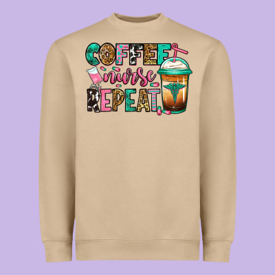 Nurse Coffee Repeat Heavyweight Sweatshirt Designed By Jasminsmagicworld