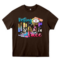 Chocolate Brown resting nurse face Heavy Core Tee - Zillion Design Studio