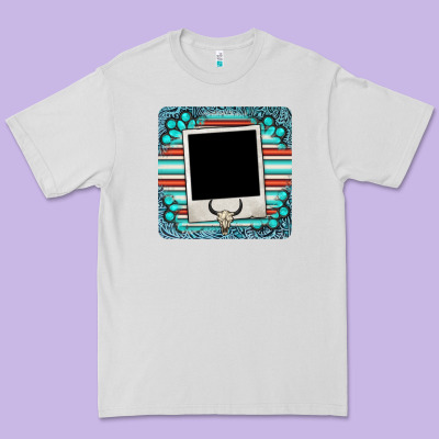 Gemstone Turquoise Serape Custom Photo Frame Coaster Premium Tee Designed By Barkaloodesign