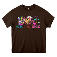 Chocolate Brown peace love nursing Heavy Core Tee - Zillion Design Studio