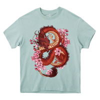 Arona red dragon and sakura cherry blossoms Heavy Core Tee - RanaPortraitStore