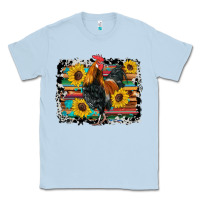 Dusty Blue western rooster coop animals sunflowers cowhide serape wooden Classic Tee - Artiststas