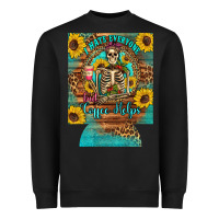 Black i hate everyone but coffee helps western skeleton coffee sunflowers 12 Heavyweight Sweatshirt - Artiststas