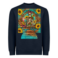 Navy i hate everyone but coffee helps western skeleton coffee sunflowers 12 Heavyweight Sweatshirt - Artiststas