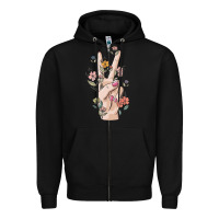 Black hand peace sign Zipper Hoodie - MaliasSmallBusiness