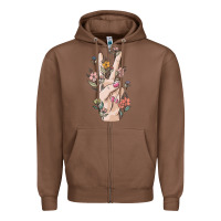 Chestnut hand peace sign Zipper Hoodie - MaliasSmallBusiness