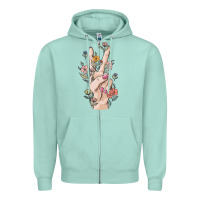 Seafoam hand peace sign Zipper Hoodie - MaliasSmallBusiness