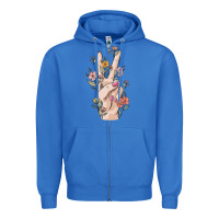 True Royal hand peace sign Zipper Hoodie - MaliasSmallBusiness