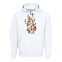 White hand peace sign Zipper Hoodie - MaliasSmallBusiness