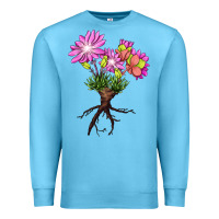 Ocean Blue Bitterroot Flower Illustrations Premium Sweatshirt - LillyAllenDesigns
