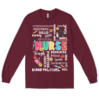 Burgundy nurse word Long Sleeve Tee - JahusDesignShop