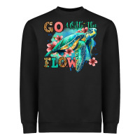 Black go with the flow floral turtle Heavyweight Sweatshirt - Jasminsmagicworld
