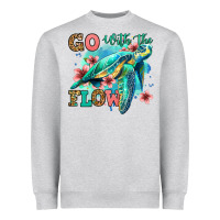 Heather Grey go with the flow floral turtle Heavyweight Sweatshirt - Jasminsmagicworld