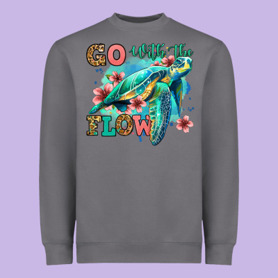 Go With The Flow Floral Turtle Heavyweight Sweatshirt Designed By Jasminsmagicworld