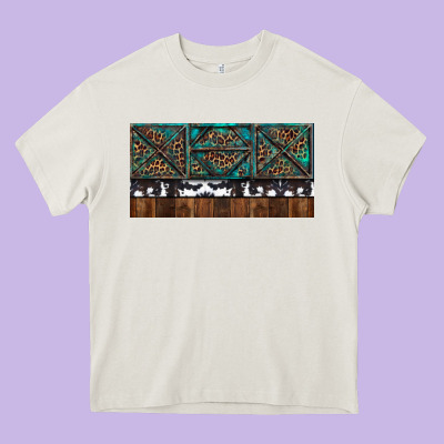 Heavy Core Tee Rusty Sunflowers with Cowhide and Turquoise
