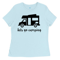 Baby Blue lets go camping Ladies Tee - Unal Design