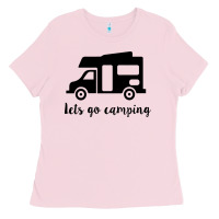 Bubblegum Pink lets go camping Ladies Tee - Unal Design