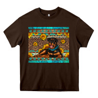 Chocolate Brown Rottweiler with western background Heavy Core Tee - Artiststas