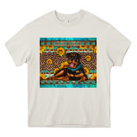 Cream Rottweiler with western background Heavy Core Tee - Artiststas