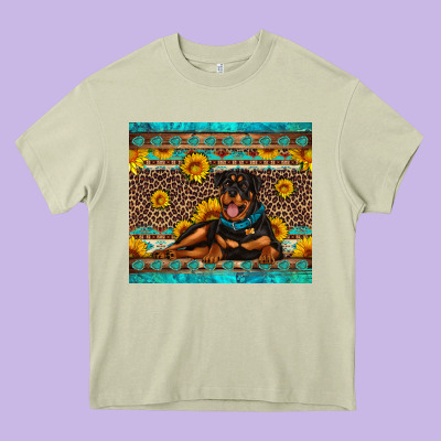 Rottweiler With Western Background Heavy Core Tee Designed By Artiststas