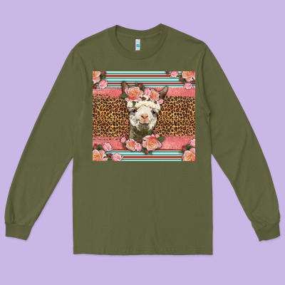 Llama And Roses Glitter Long Sleeve Tee Designed By Lillyallendesigns