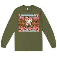 Army Green llama and roses glitter Long Sleeve Tee - LillyAllenDesigns