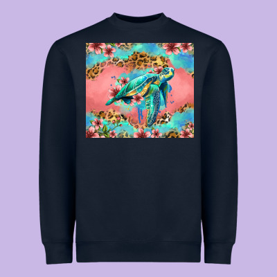 Floral Turtle Heavyweight Sweatshirt Designed By Jasminsmagicworld