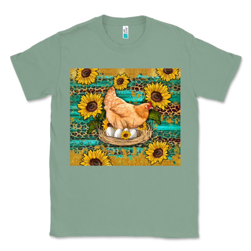 Western Farm Chicken Coop Animals Sunflowers Leopard Turquoise Wooden Classic Tee by Artiststas | Teevron