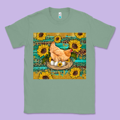 Western Farm Chicken Coop Animals Sunflowers Leopard Turquoise Wooden Classic Tee Designed By Artiststas