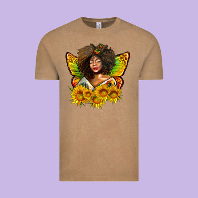Butterfly Afro Woman Juneteenth Vintage Tee Designed By Adodesignshop