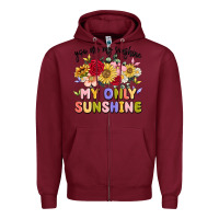 Burgundy you are my sunshine my only sunshine Zipper Hoodie - MaliasSmallBusiness