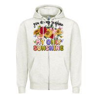 Oatmeal Heather you are my sunshine my only sunshine Zipper Hoodie - MaliasSmallBusiness