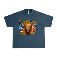 Midnight Navy 4th of july shaggy cow leopard background Urban Heavy Tee - Jasminsmagicworld