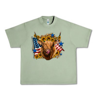 Oil Green 4th of july shaggy cow leopard background Urban Heavy Tee - Jasminsmagicworld