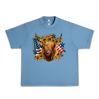 Pebble Blue 4th of july shaggy cow leopard background Urban Heavy Tee - Jasminsmagicworld