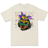 Bone mardi gras mask dachshund puppy Premium Tee - RanaPortraitStore