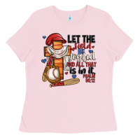 Bubblegum Pink let the field be joyful and all that is in it Ladies Tee - JahusDesignShop
