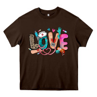 Chocolate Brown love nurse Heavy Core Tee - Zillion Design Studio
