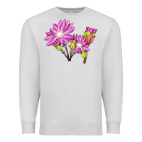 Dove Grey Bitterroot Flower Illustrations Premium Sweatshirt - LillyAllenDesigns