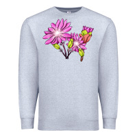 Heather Grey Bitterroot Flower Illustrations Premium Sweatshirt - LillyAllenDesigns